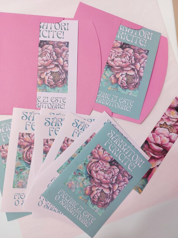 felicitare-sarbatori-roz (2) Felicitare Roz - Când bujorii zâmbesc